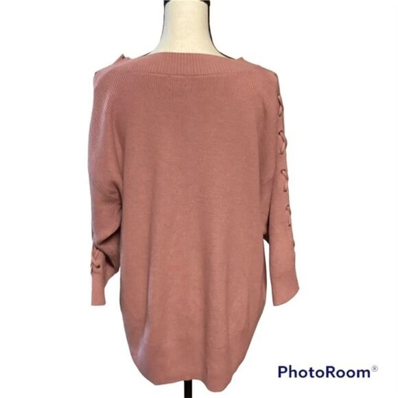Soho New York & Co Pullover cut-out Lace up 3/4 sleeves Sweater XL - Picture 3 of 11